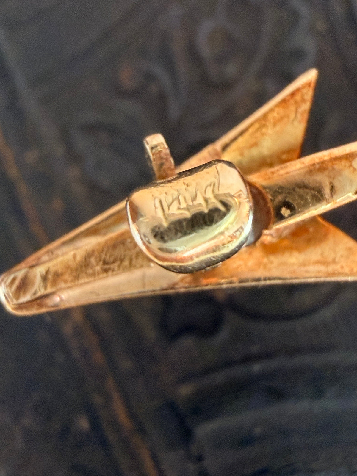 Antique Old Mine Cut Diamond Crescent & Arrow Brooch