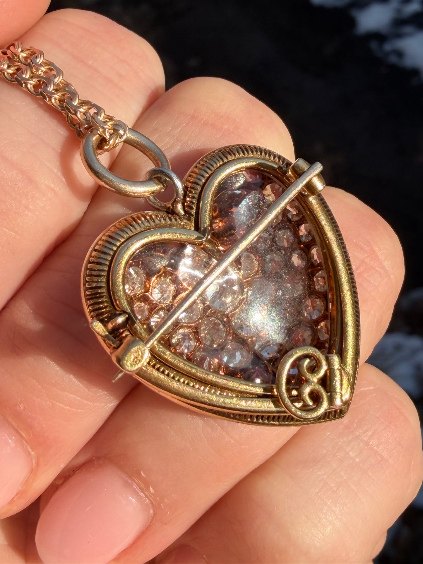 Victorian Pavé Set Diamond Heart Locket Pendant