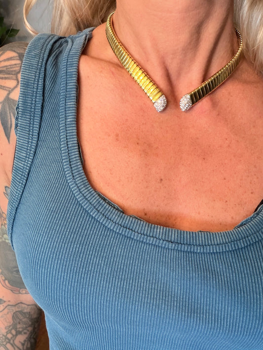 Vintage Cartier Diamond Tubogas Collar Necklace