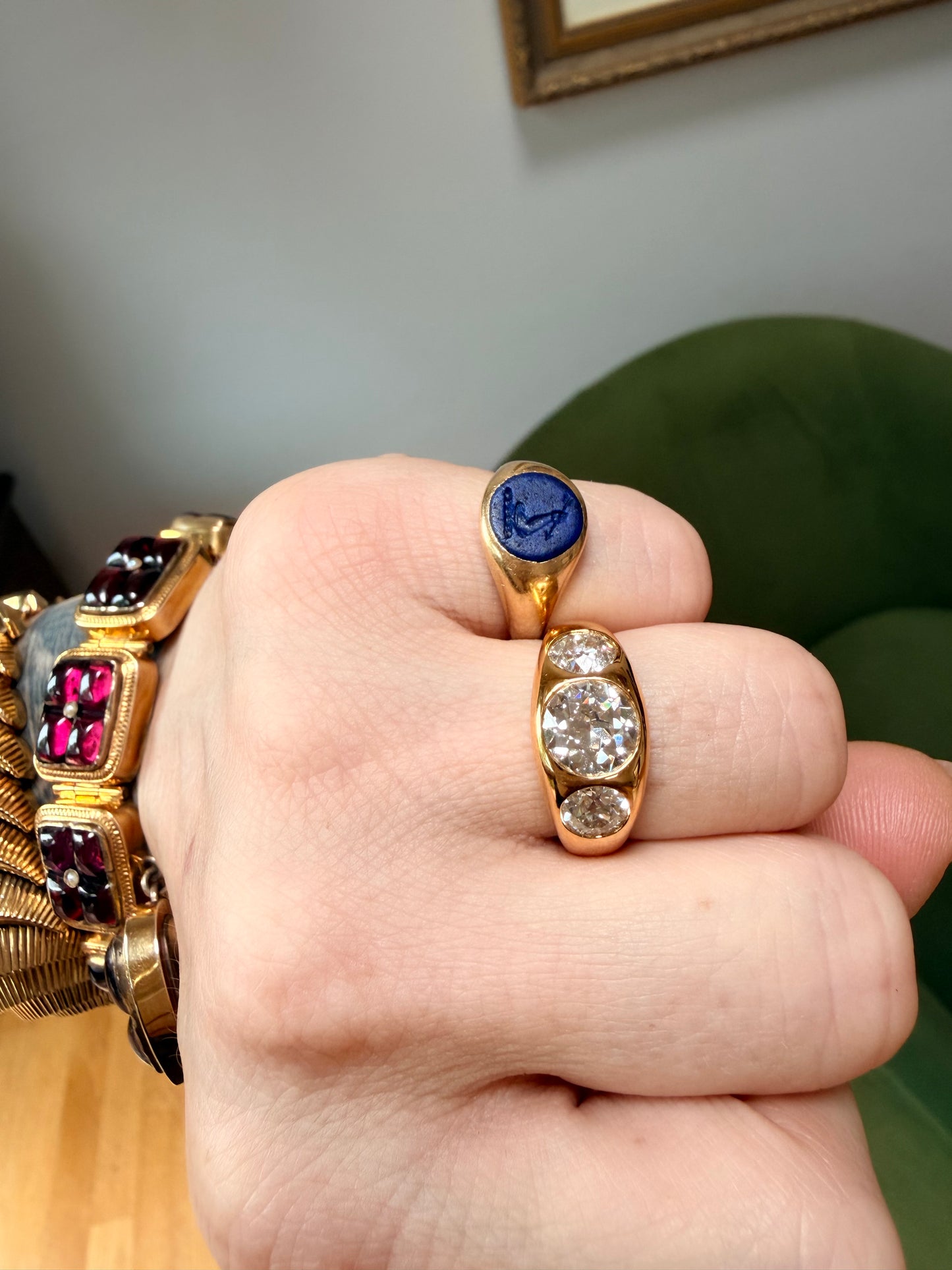 Antique Lapis Intaglio Signet Ring