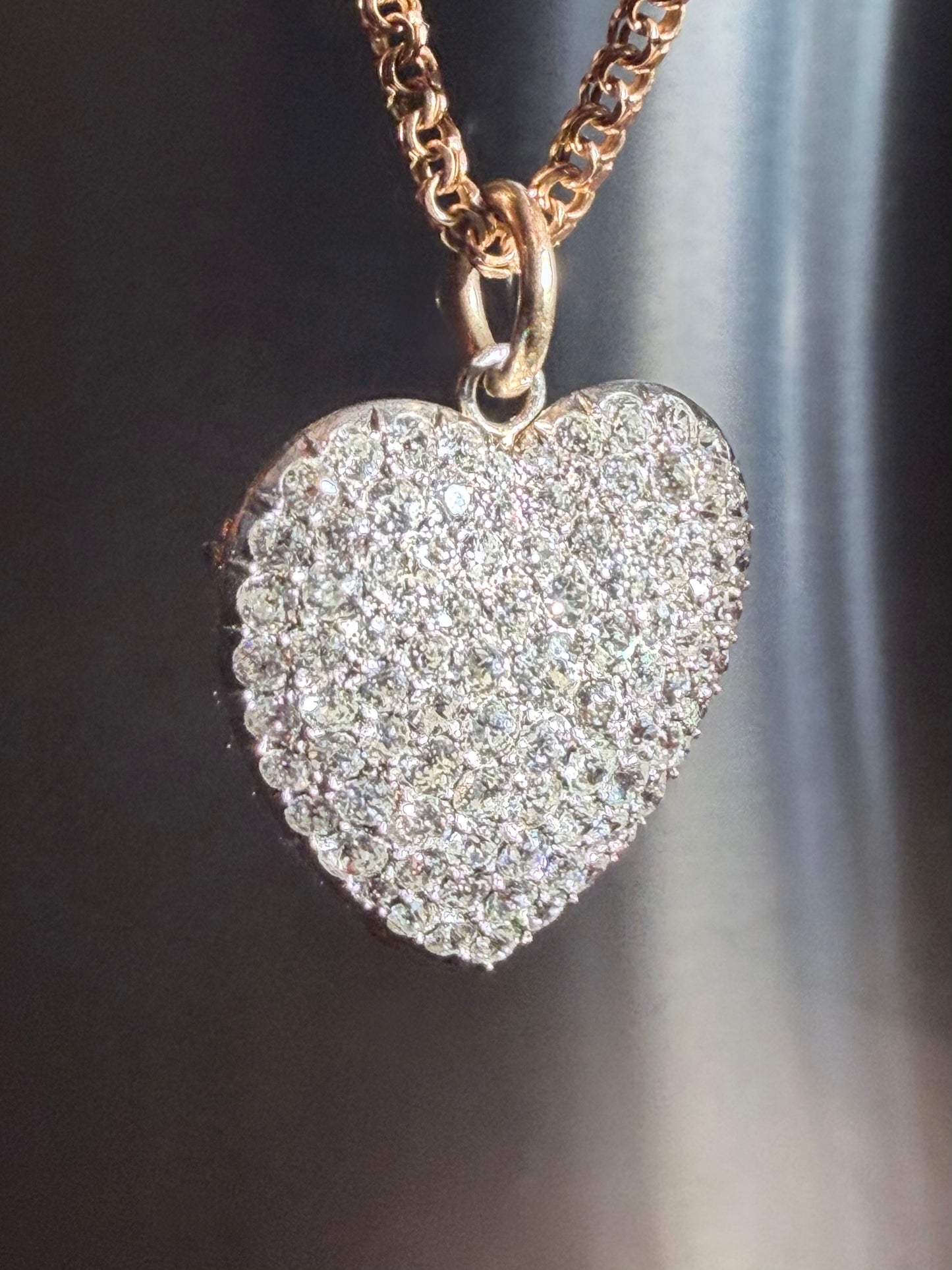 Victorian Pavé Set Diamond Heart Locket Pendant