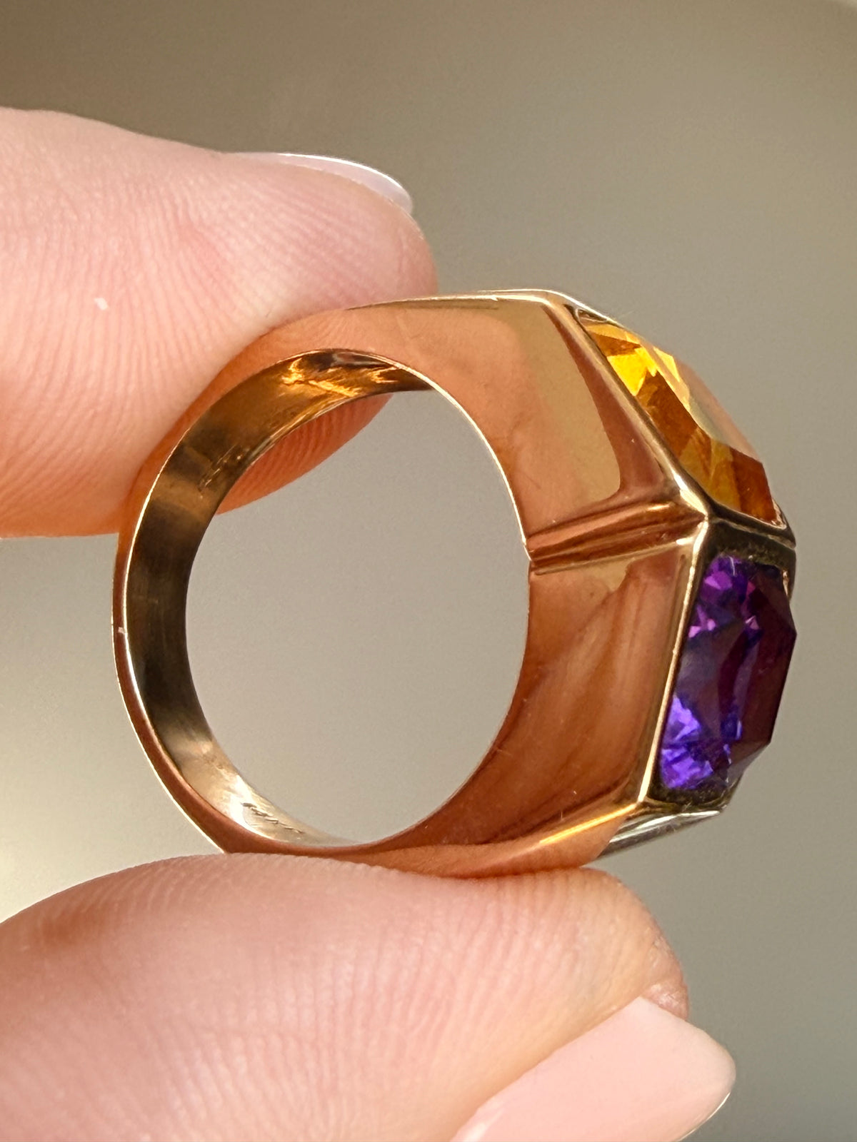 Vintage Bellarri Citrine & Amethyst Ring