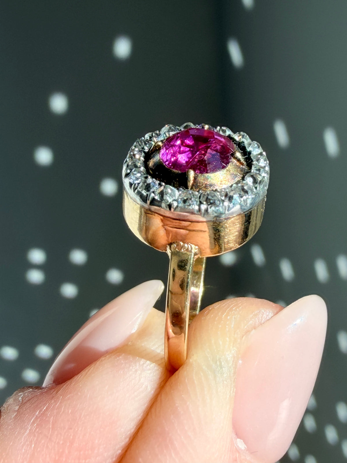 Antique Burma Ruby & Diamond Cluster Ring