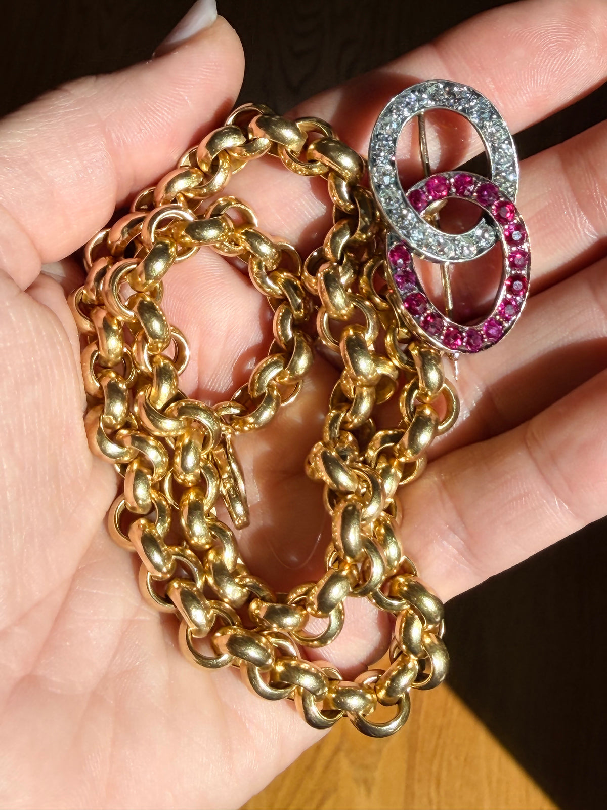 Victorian Ruby and Diamond Infinity Brooch