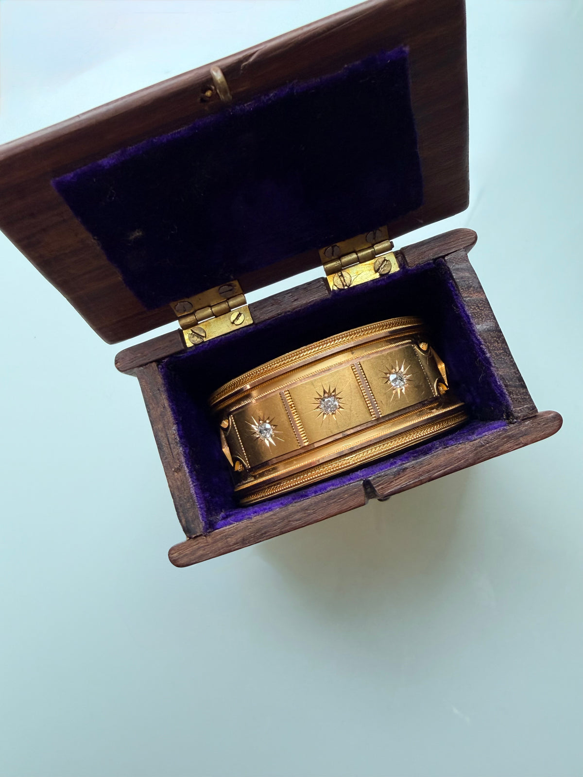 Antique 18k Gold Diamond Star Bangle
