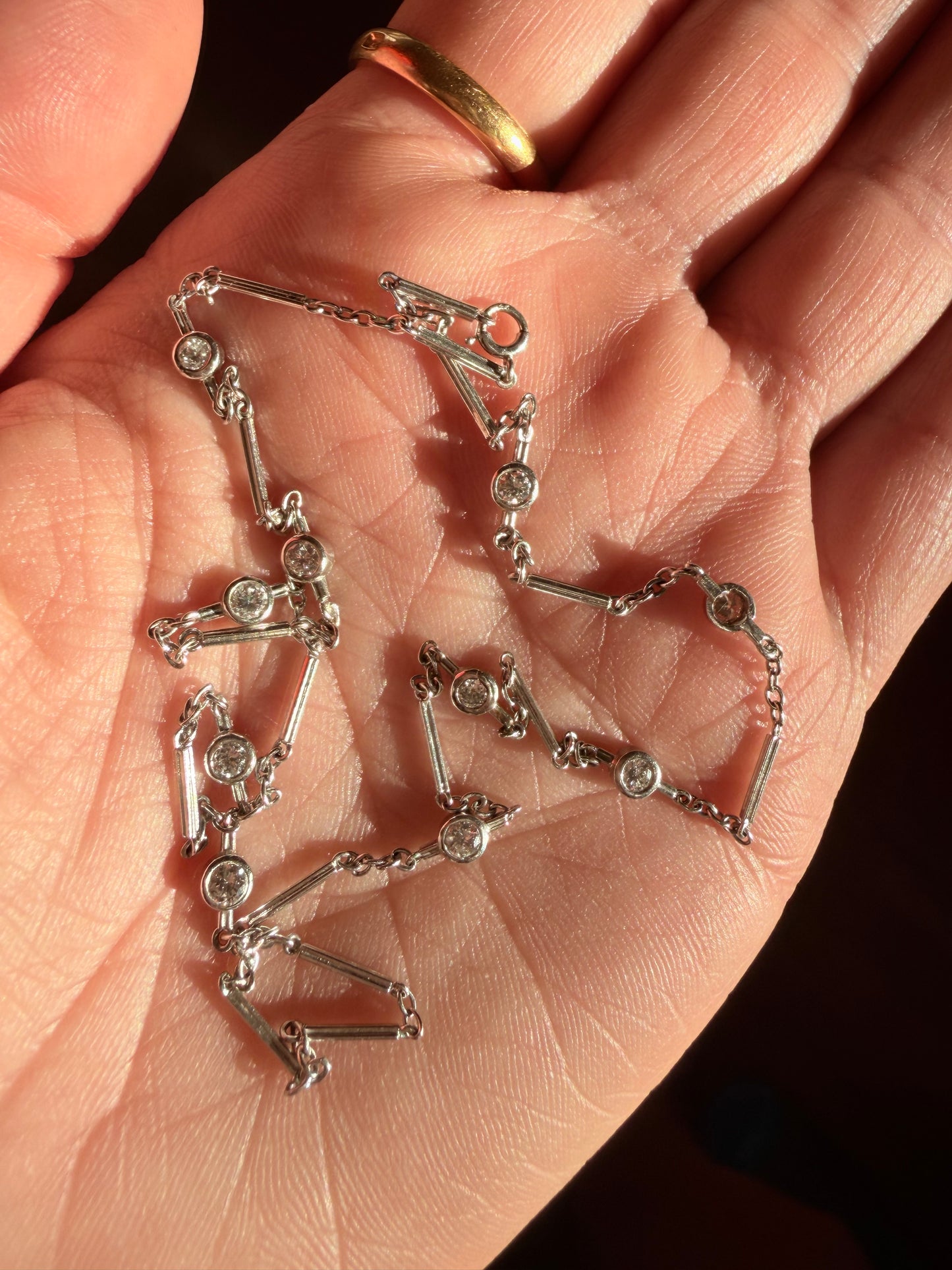 Vintage Diamond By The Yard Station Necklace