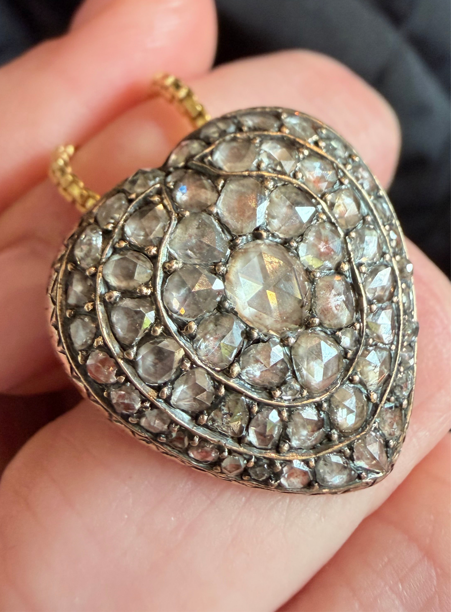 Victorian Rose Cut Diamond Heart Pendant