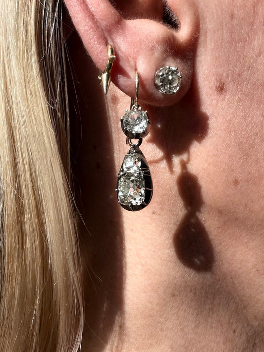 Antique Diamond Drop Day and Night Earrings