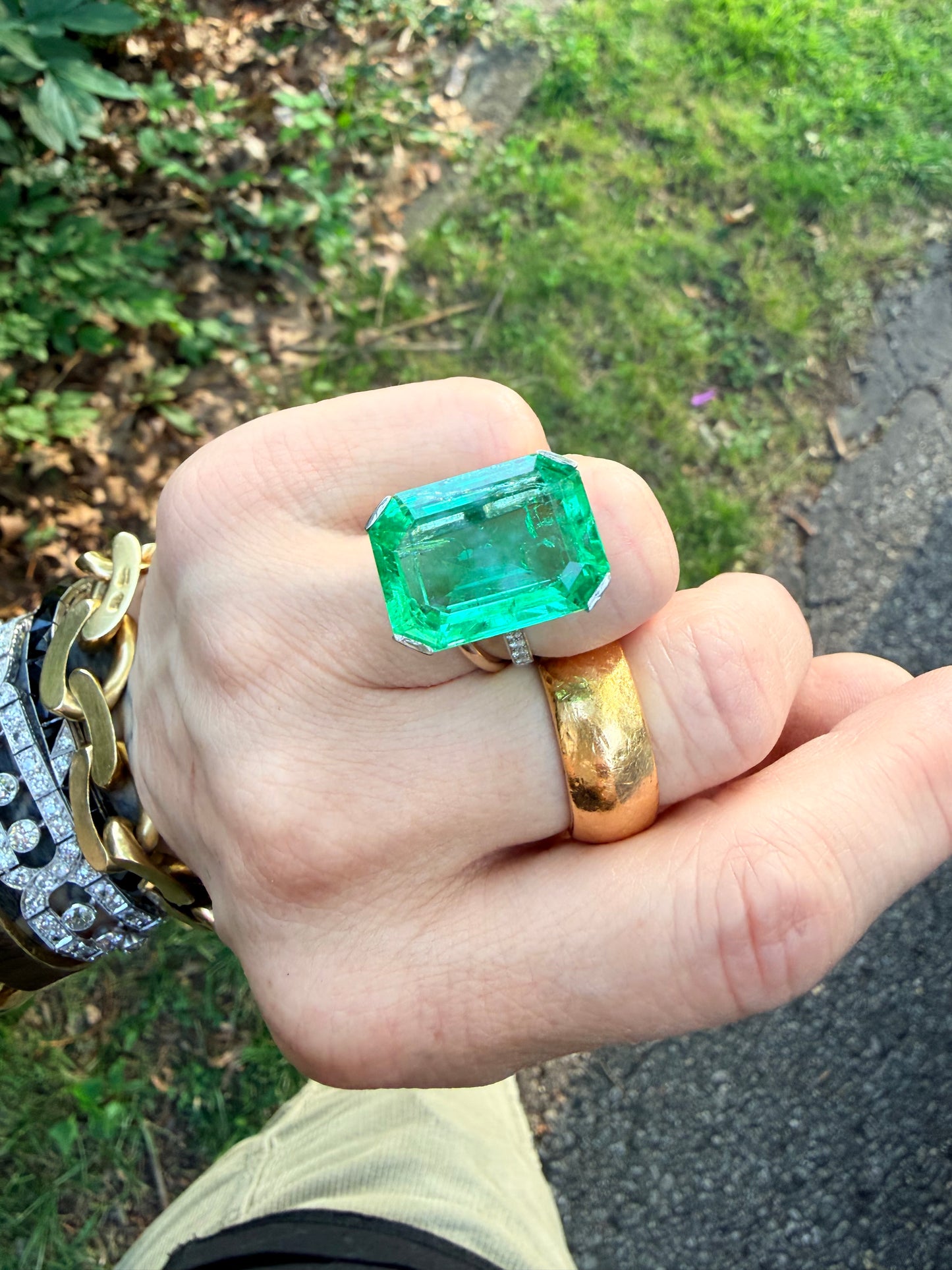 Belle Époque 18.05 Carat Colombian Emerald & Diamond Ring