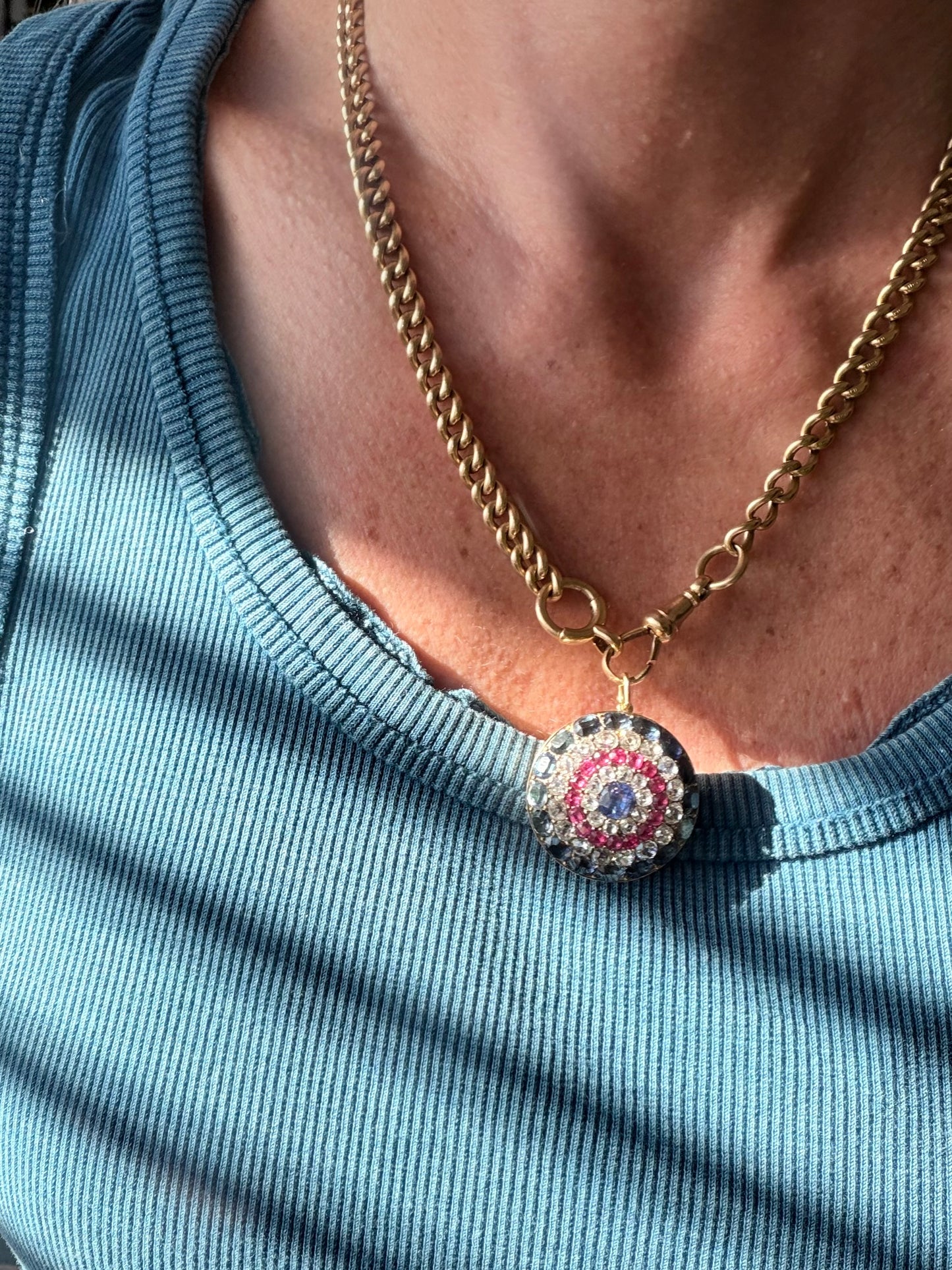 Victorian Gem-set Circular Brooch Pendant