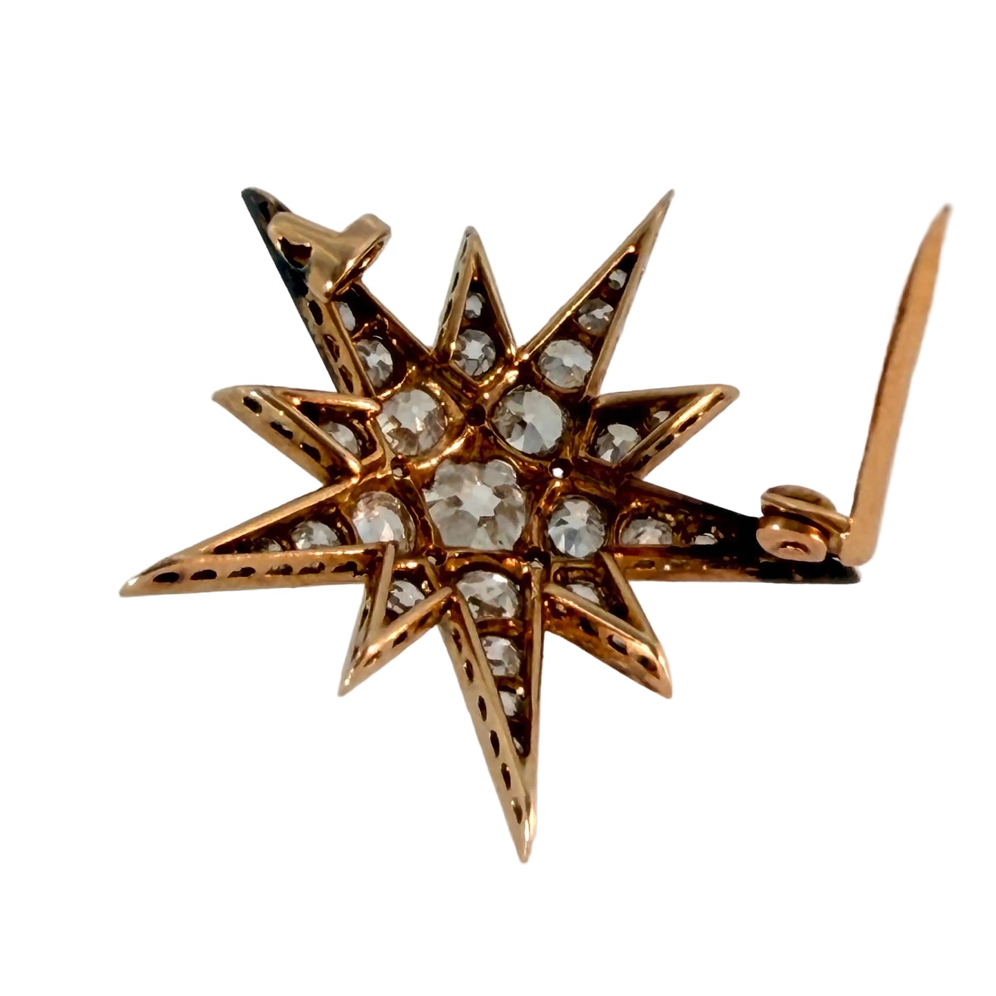 Victorian Old Cut Diamond Star Brooch