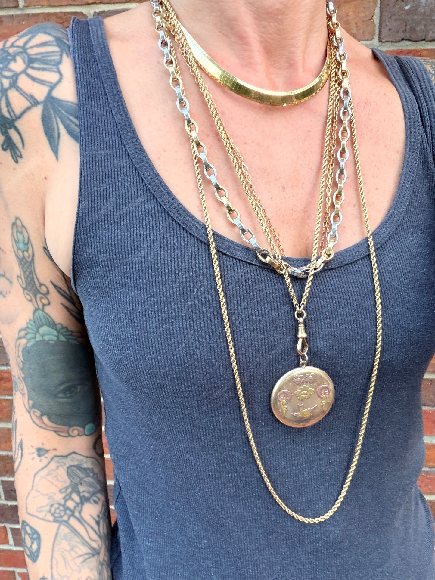 Antique Floral Swallow Locket