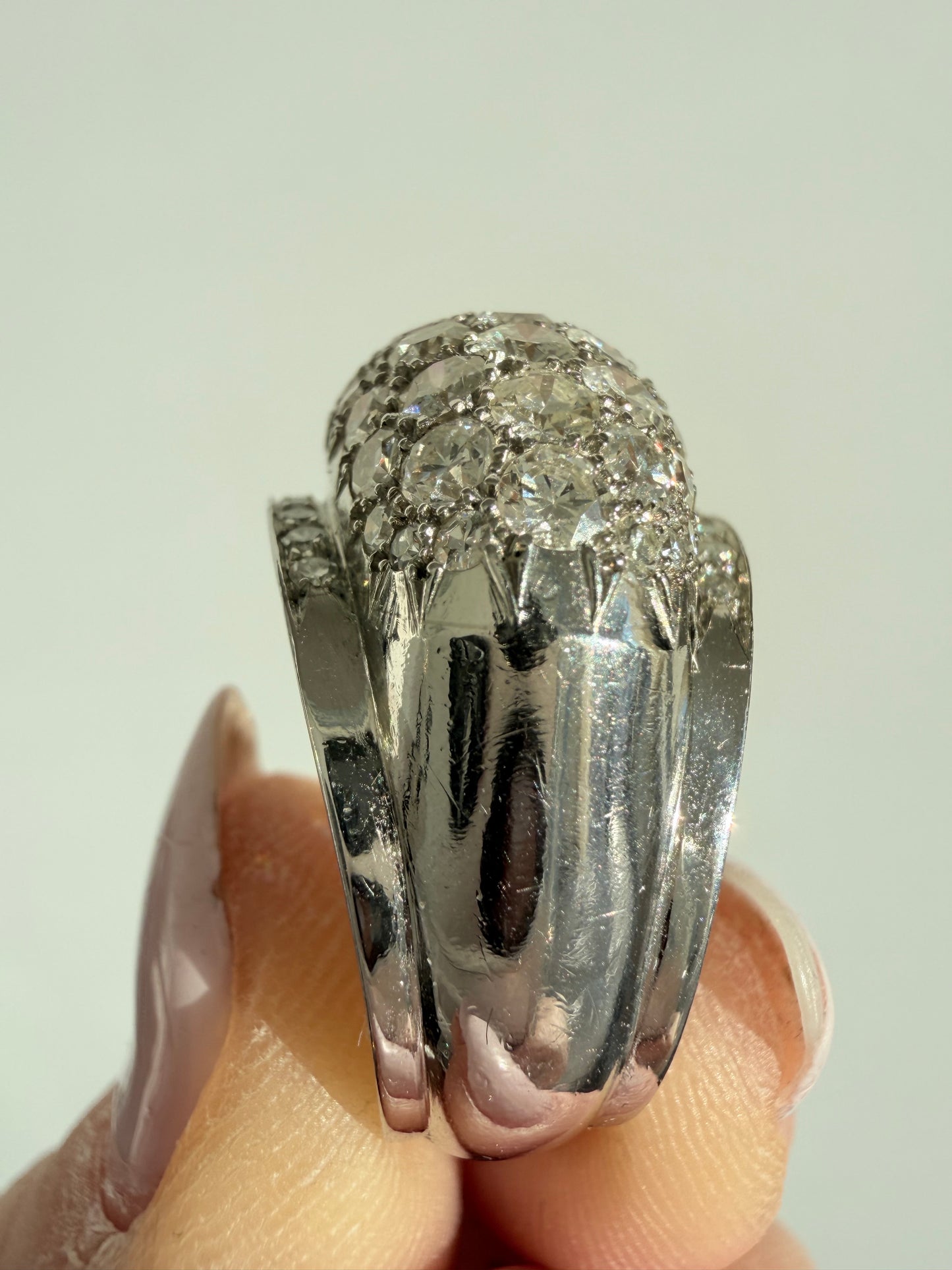 Mid Century Diamond Bombé Ring