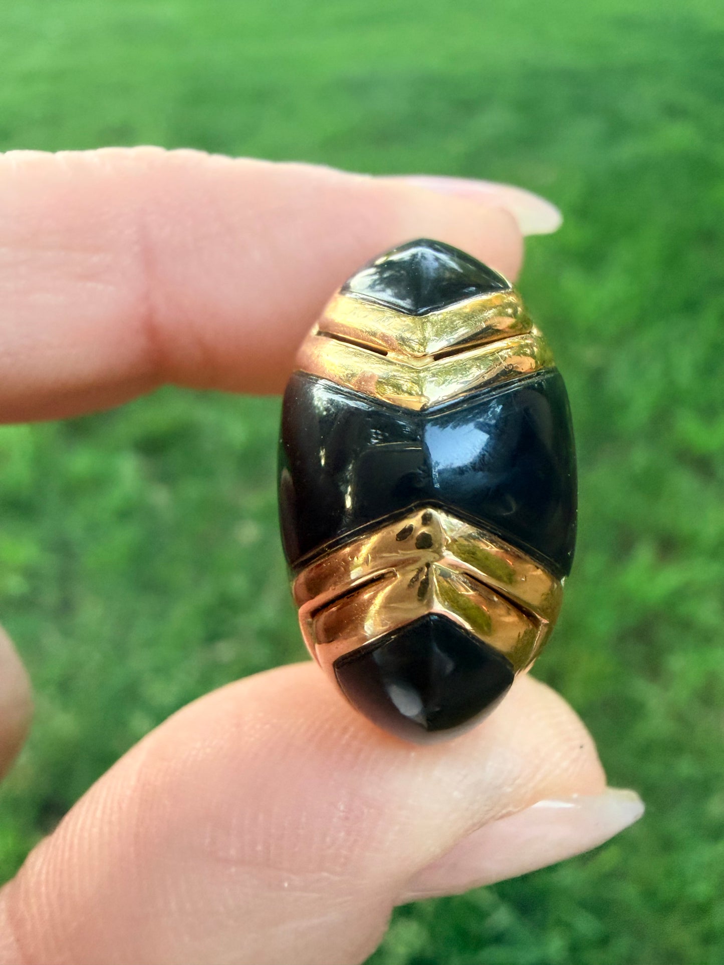 Vintage Bvlgari Domed Onyx and Gold Ring
