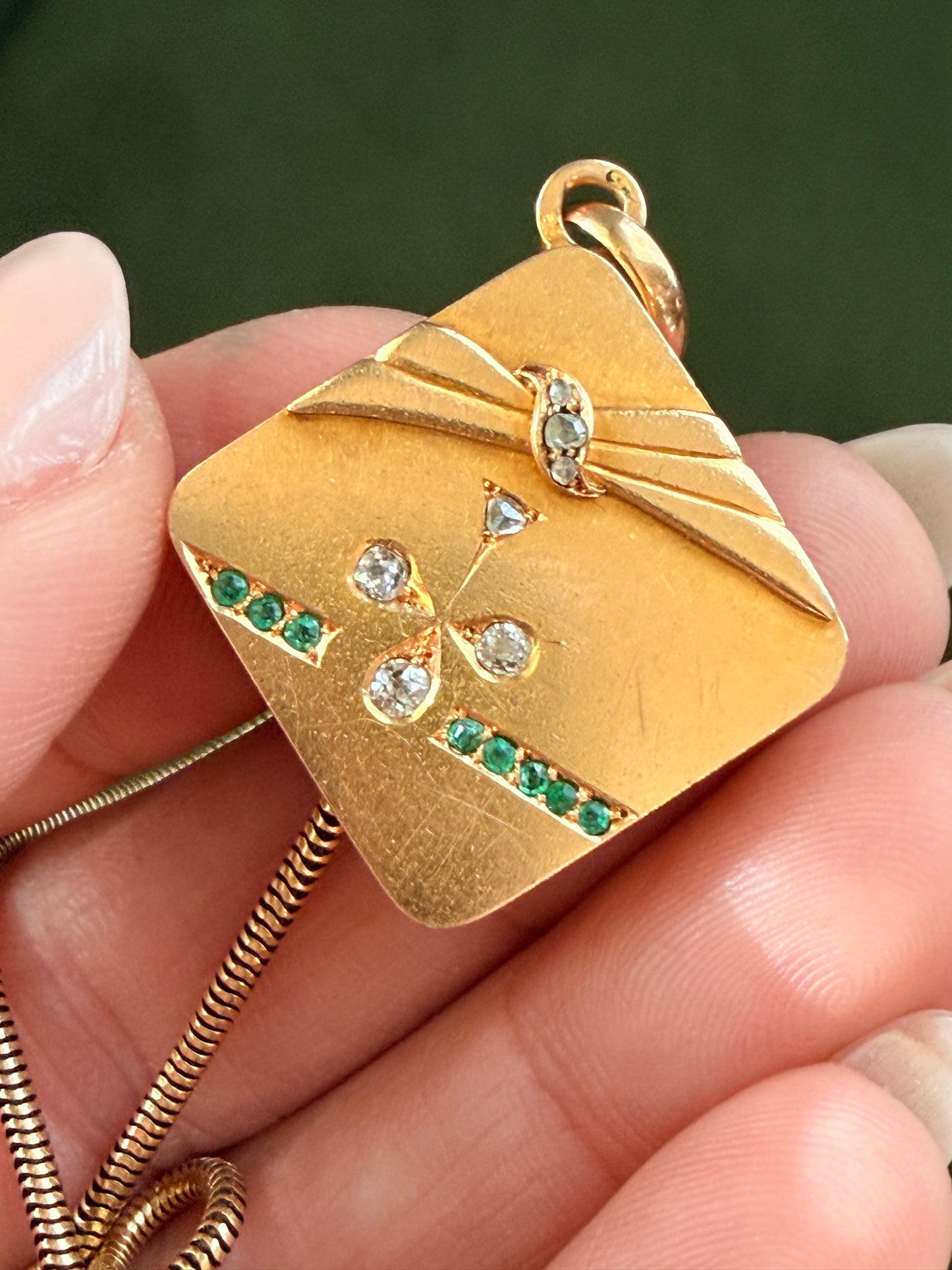 Victorian French Emerald and Diamond Locket