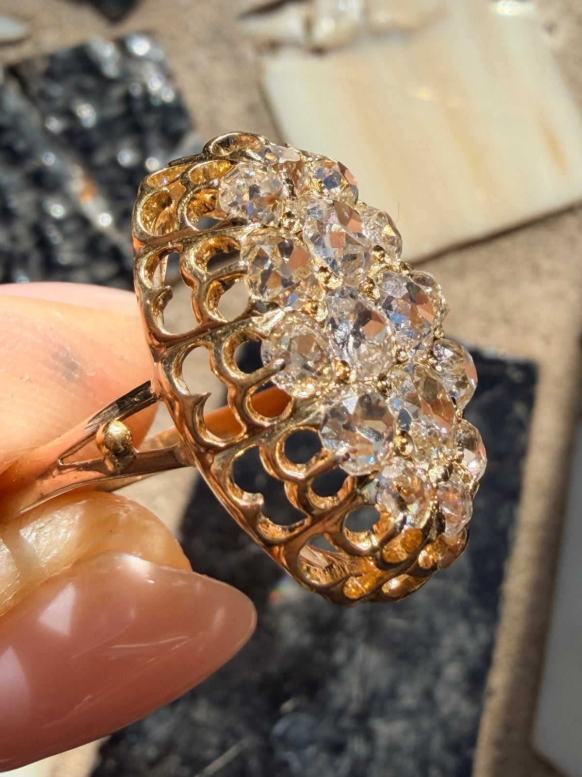 Antique Diamond Cluster Dress Ring