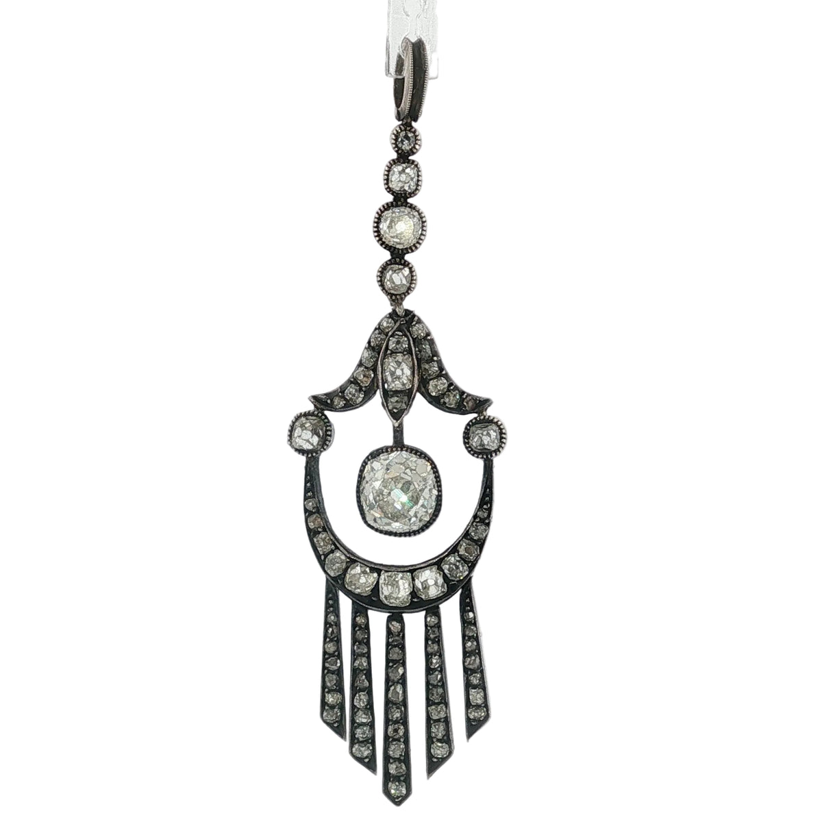 Antique Old Mine Cut Diamond Drop Pendant