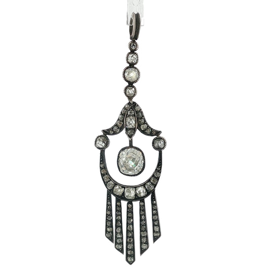 Antique Old Mine Cut Diamond Drop Pendant