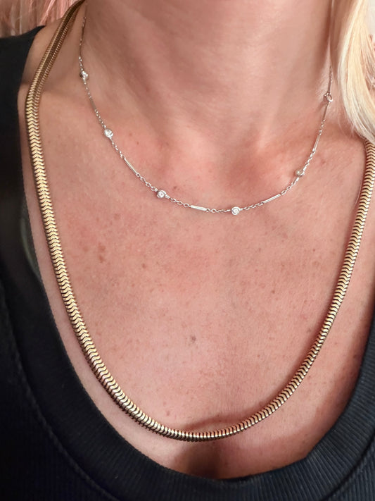 Vintage Diamond By The Yard Station Necklace