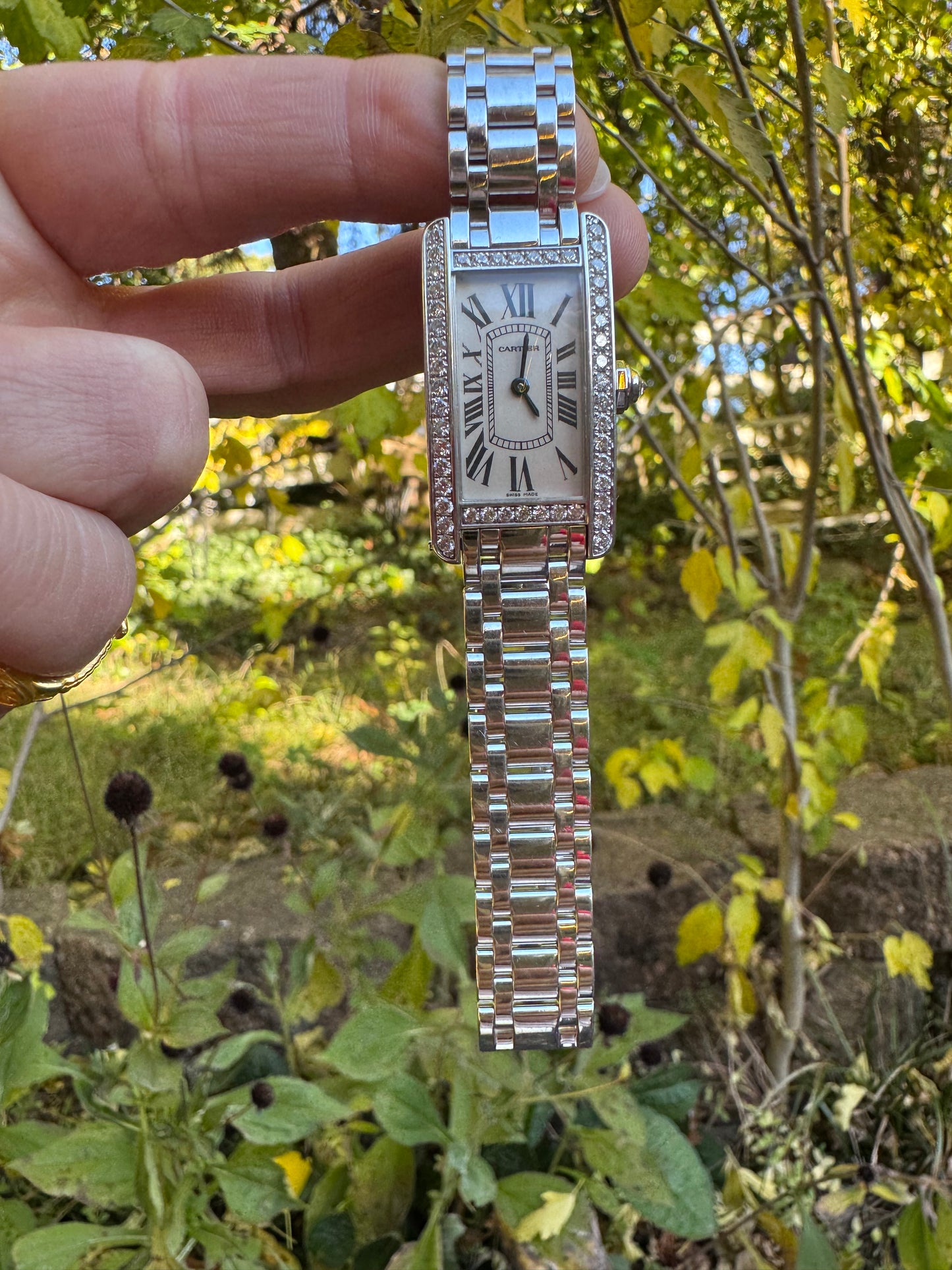 Cartier Tank Américaine 18k White Gold and Diamond Watch