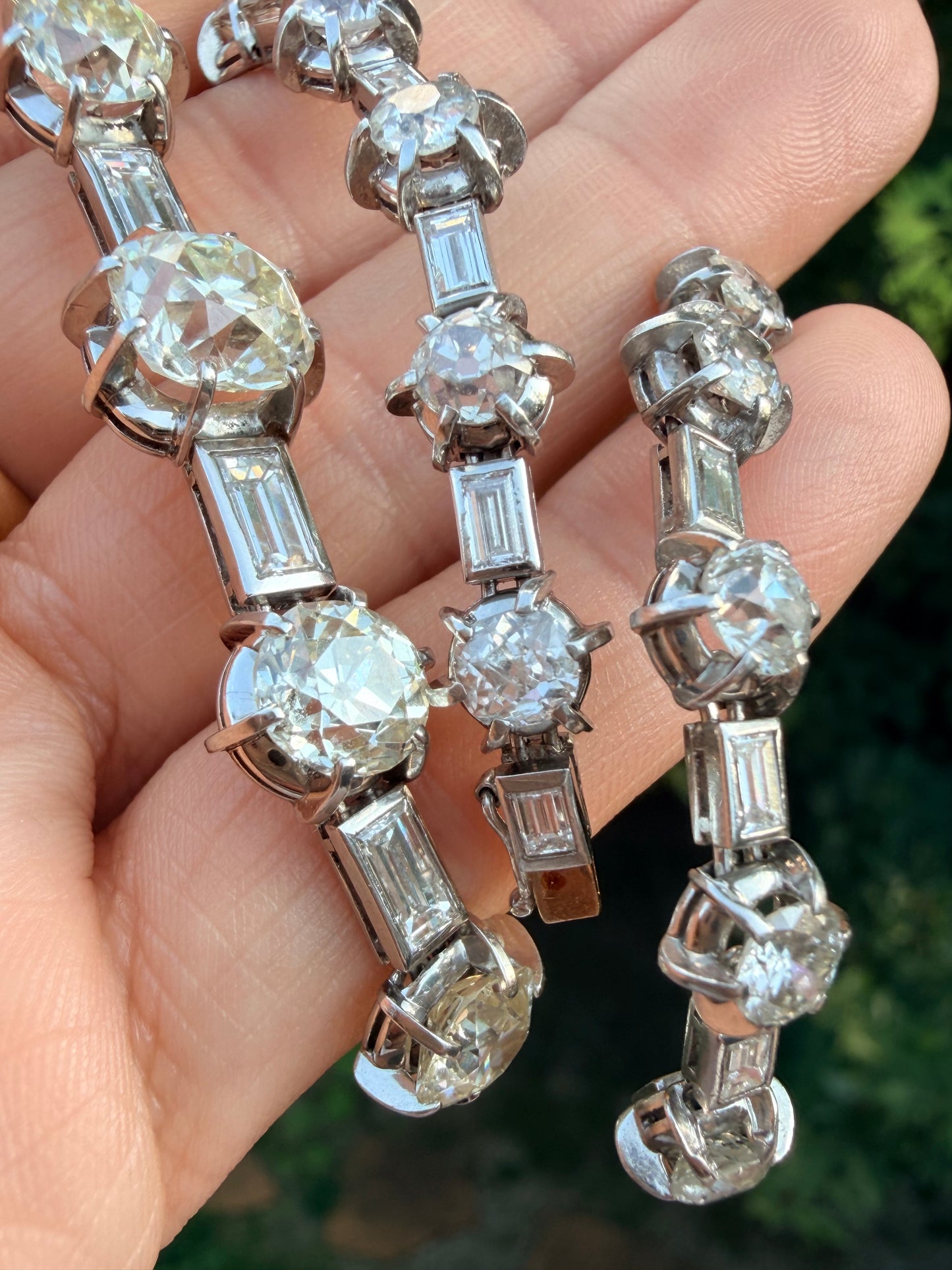Antique Cut Diamond Mid-Century Platinum Collar Necklace
