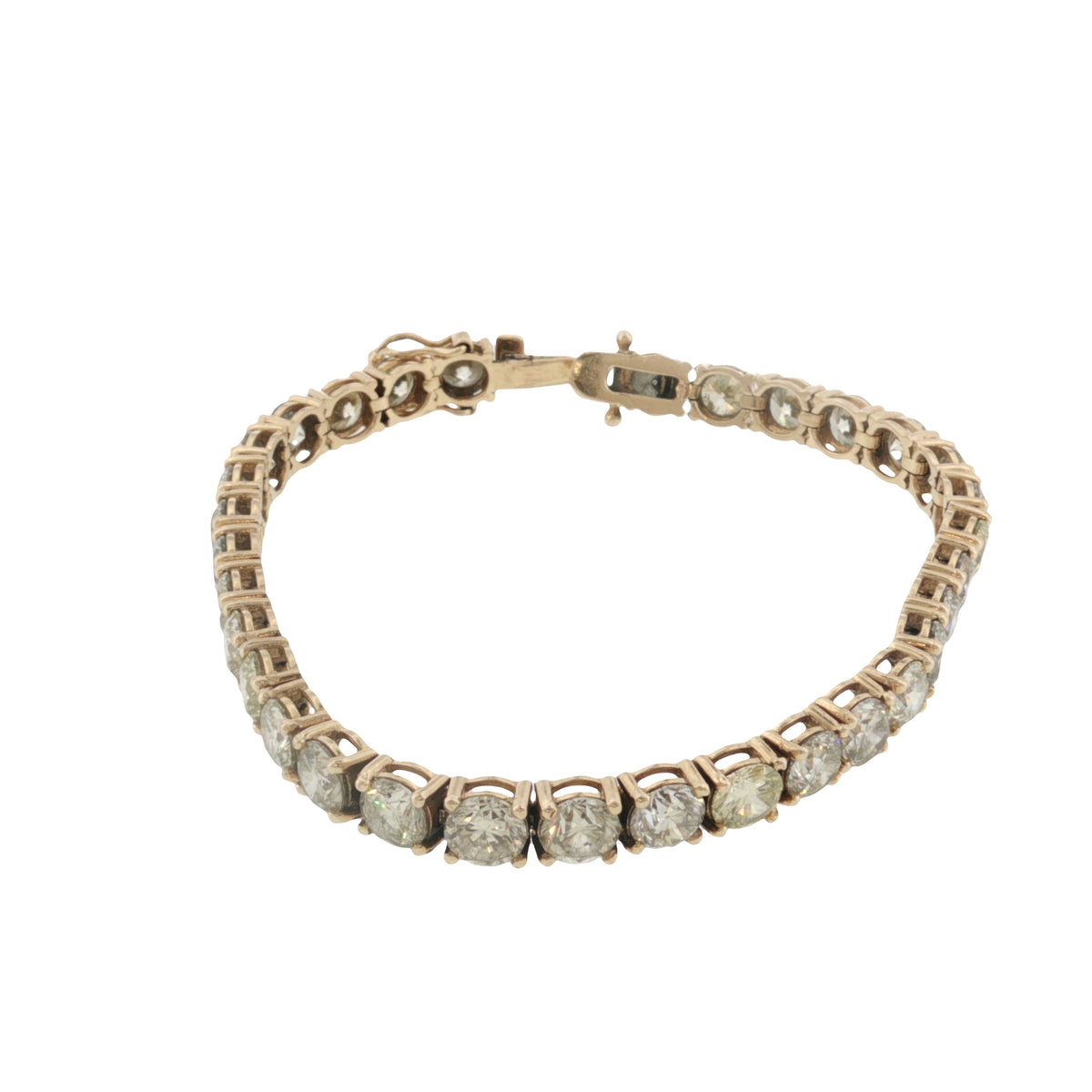 Vintage 14k Yellow Gold Diamond Tennis Bracelet