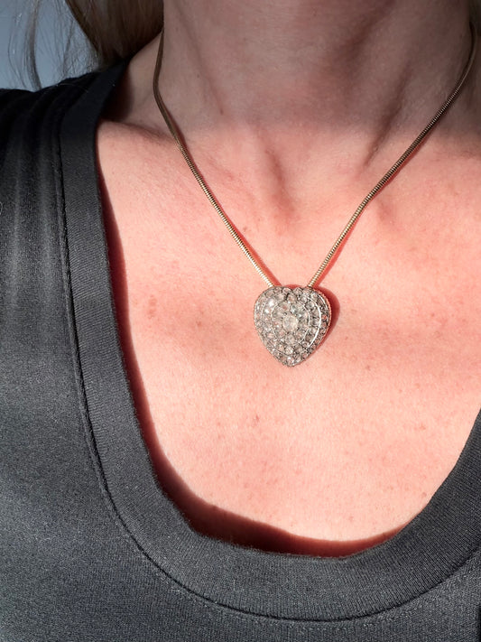 Victorian Rose Cut Diamond Heart Pendant