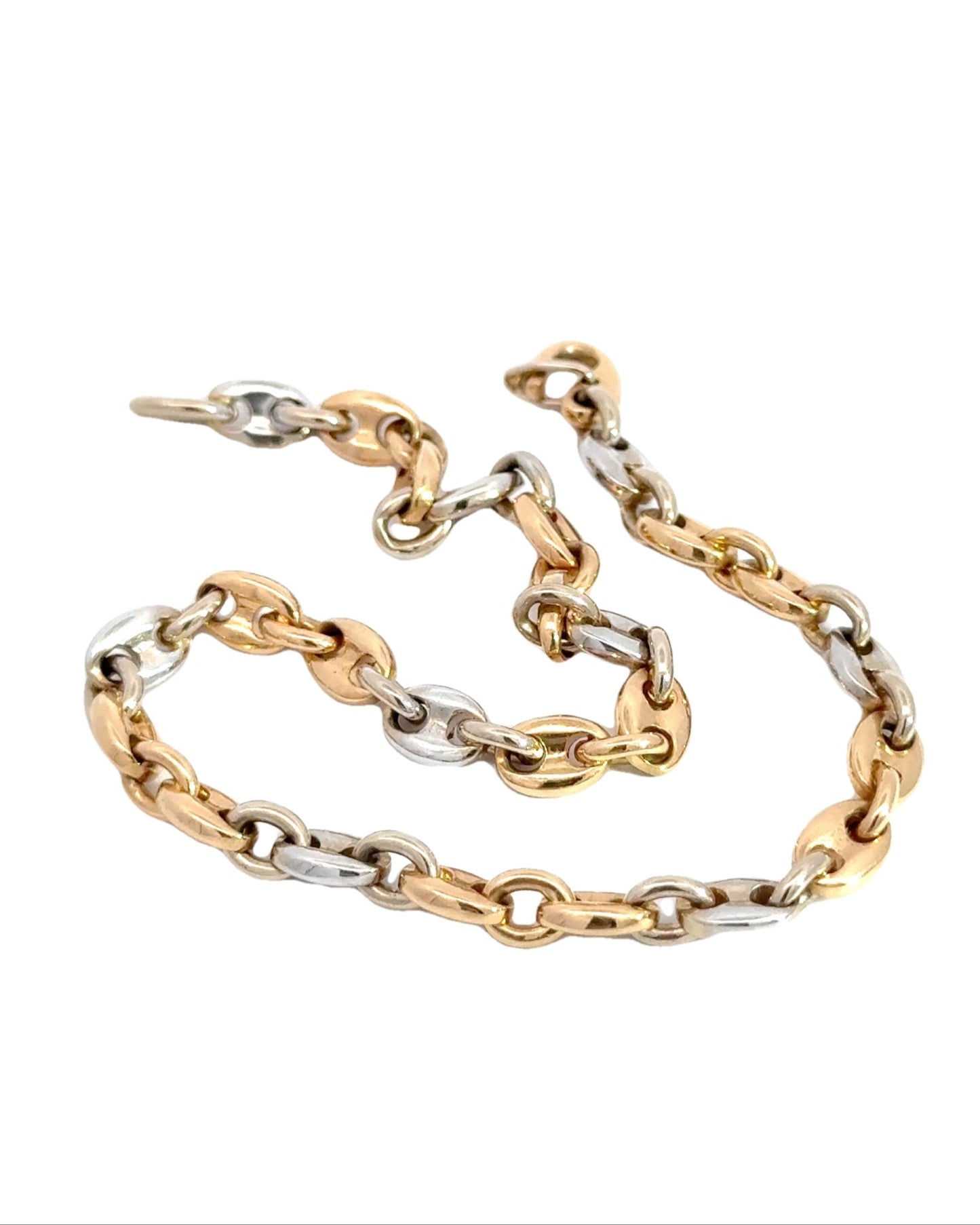 Vintage Cartier Alternating 18k Two Tone Gold Anchor Link Bracelet