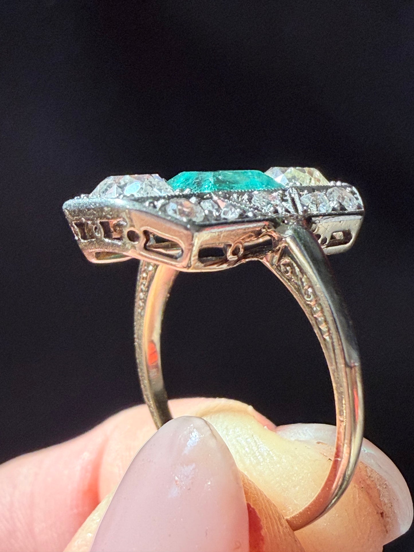 Art Deco Emerald and Diamond Ring