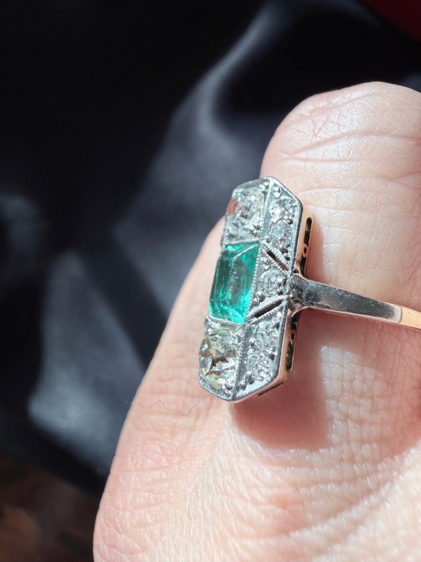 Art Deco Emerald and Diamond Ring
