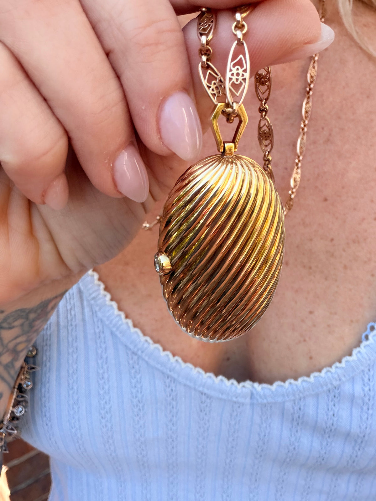 Vintage Bvlgari Diamond Oval Pill Box Locket