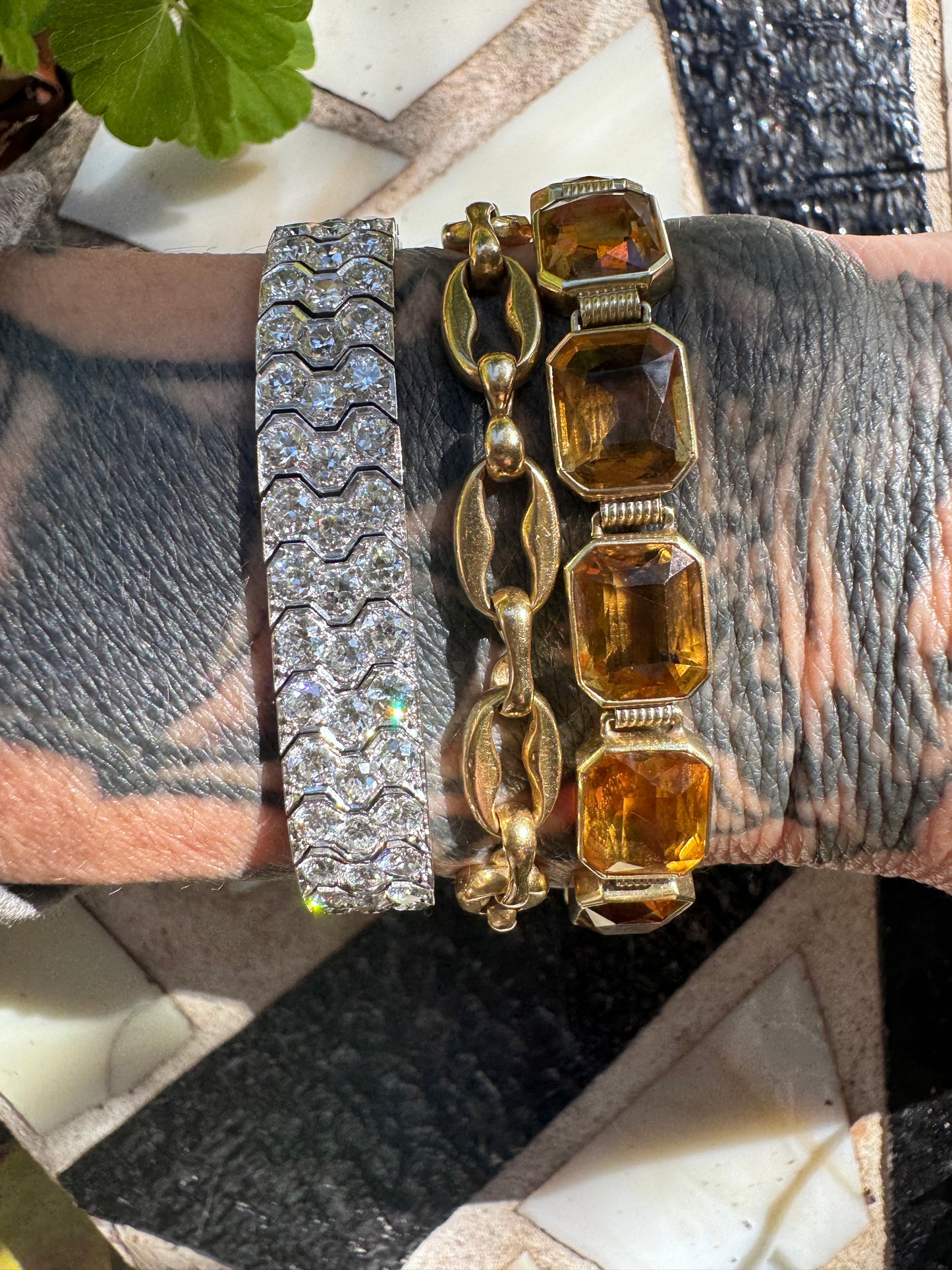 Art Deco Three-Row Honeycomb Diamond Bracelet