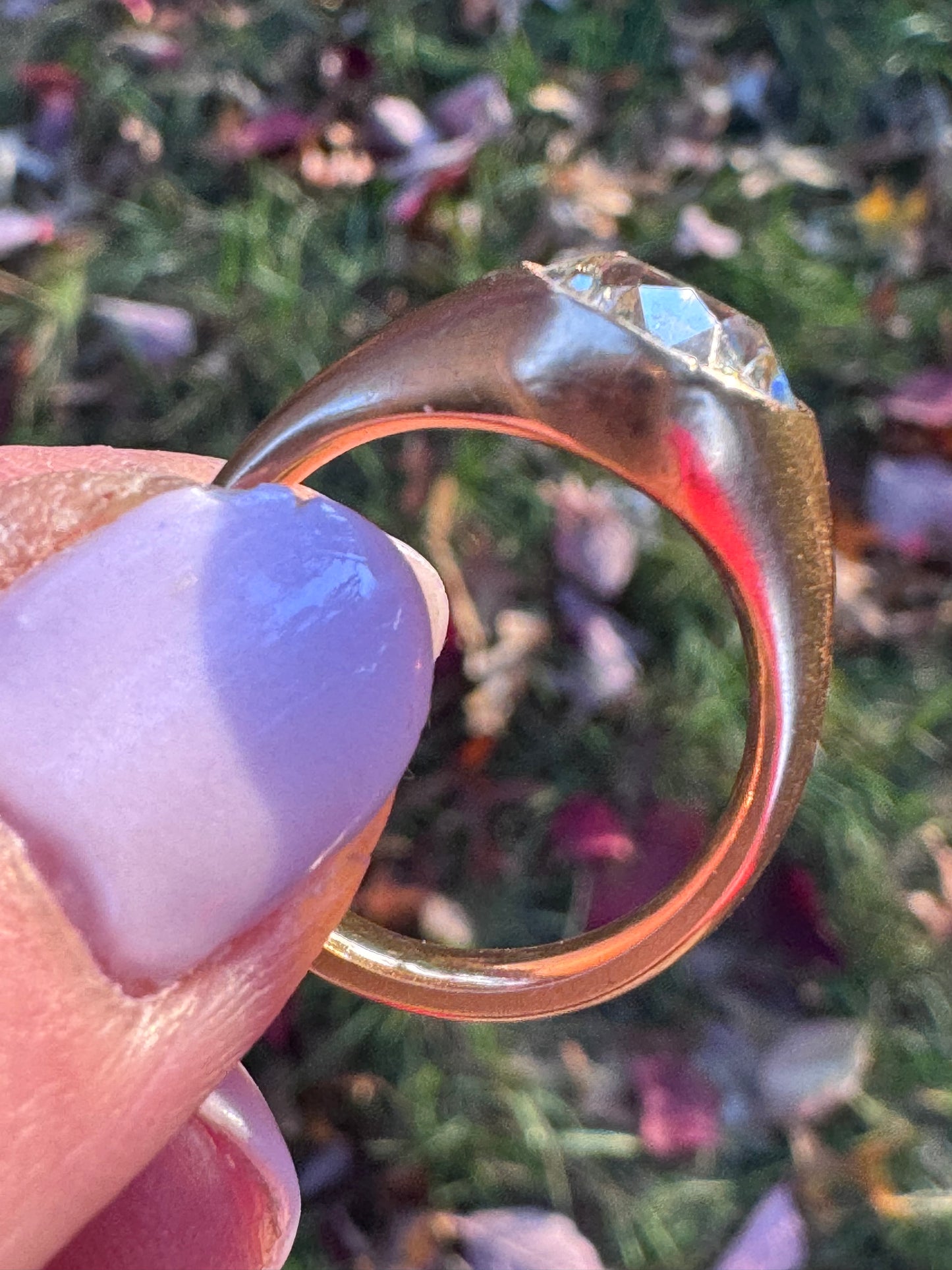 Old European Cut Diamond Flush Solitaire Ring