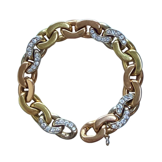 Vintage Three Tone Bvlgari Diamond Bracele
