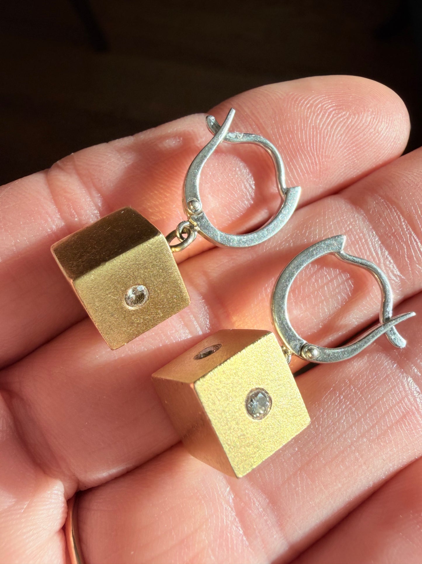 Vintage Cube Diamond Earrings
