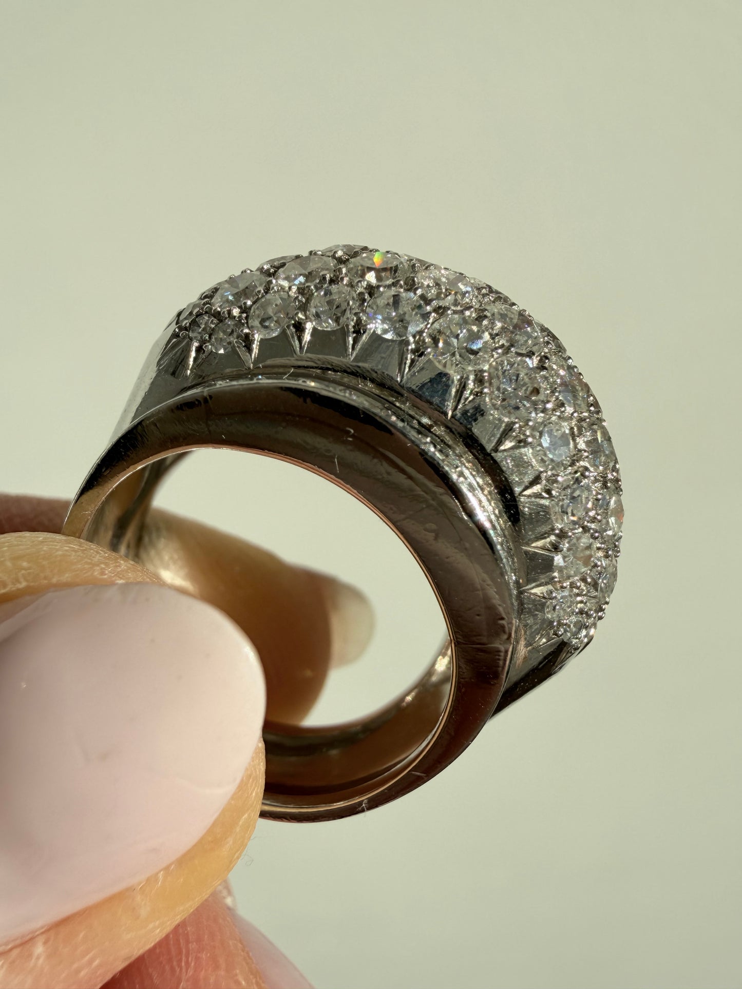 Mid Century Diamond Bombé Ring