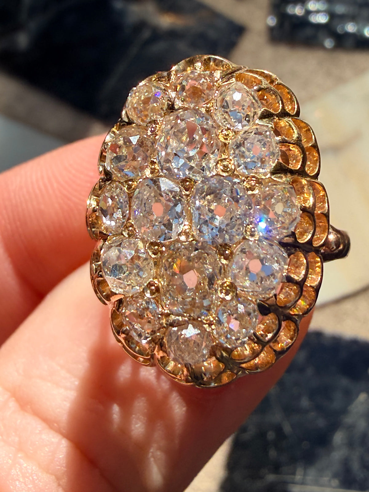 Antique Diamond Cluster Dress Ring