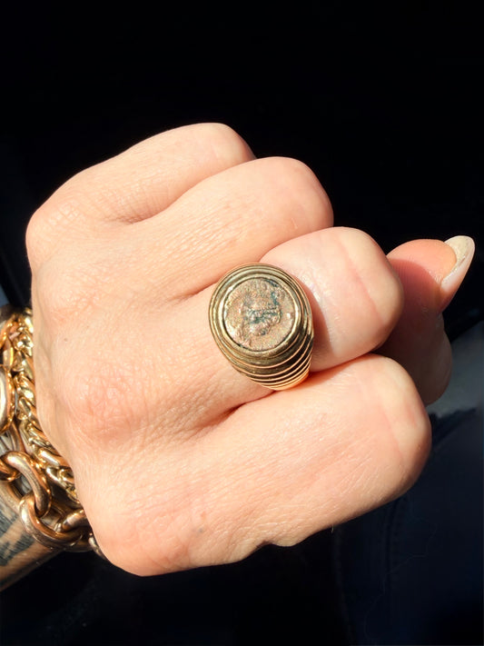 Vintage Bvlgari Monete Ancient Roman Coin Ring - Circa 1960s