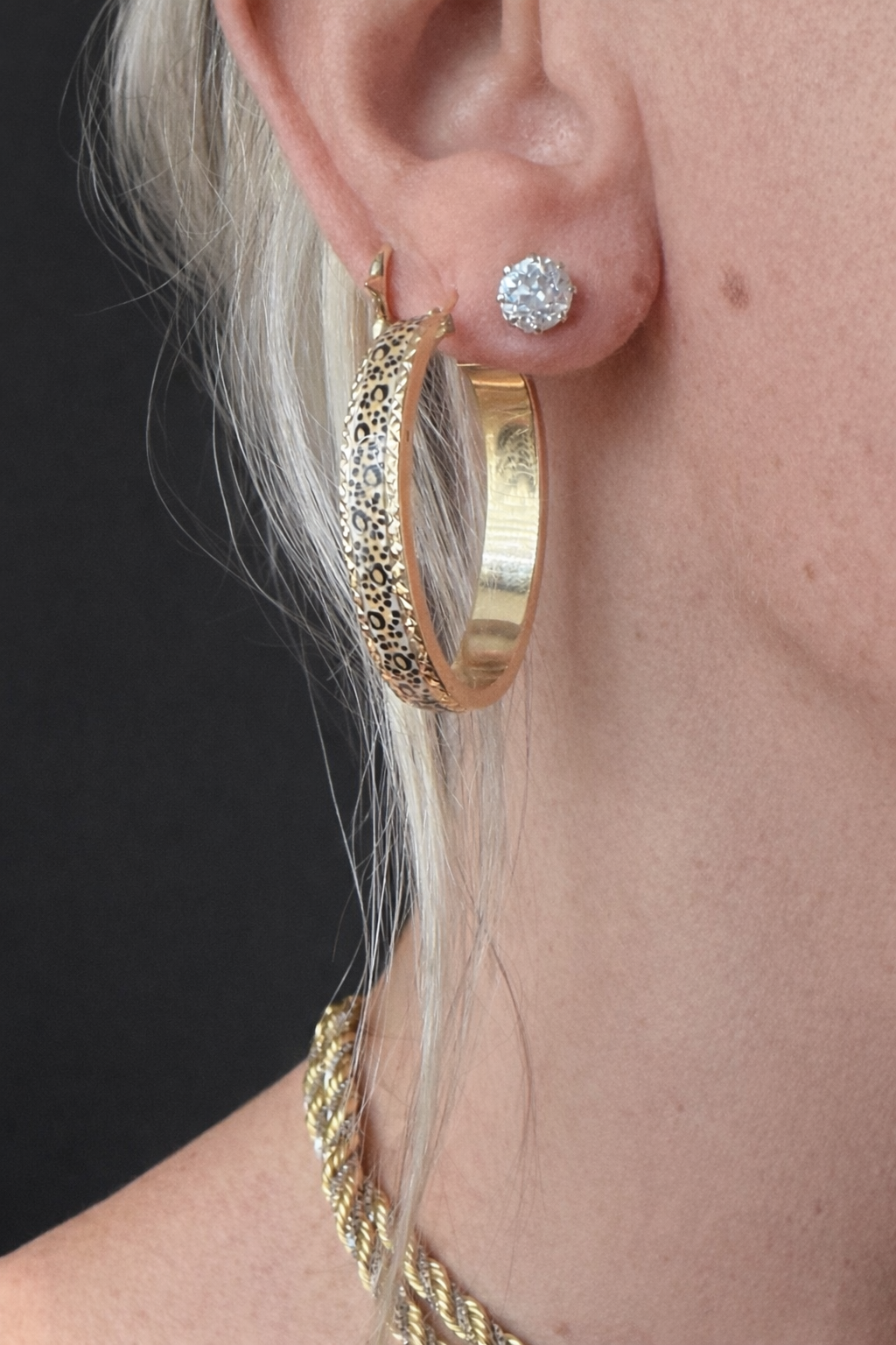 Vintage Leopard Print Hoops