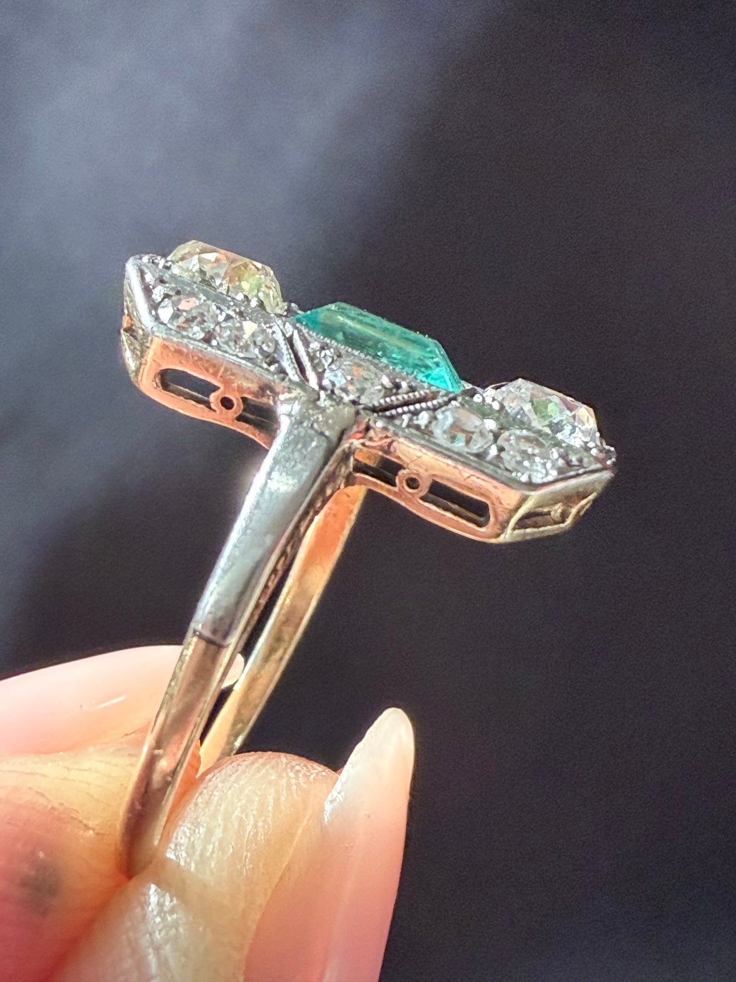 Art Deco Emerald and Diamond Ring