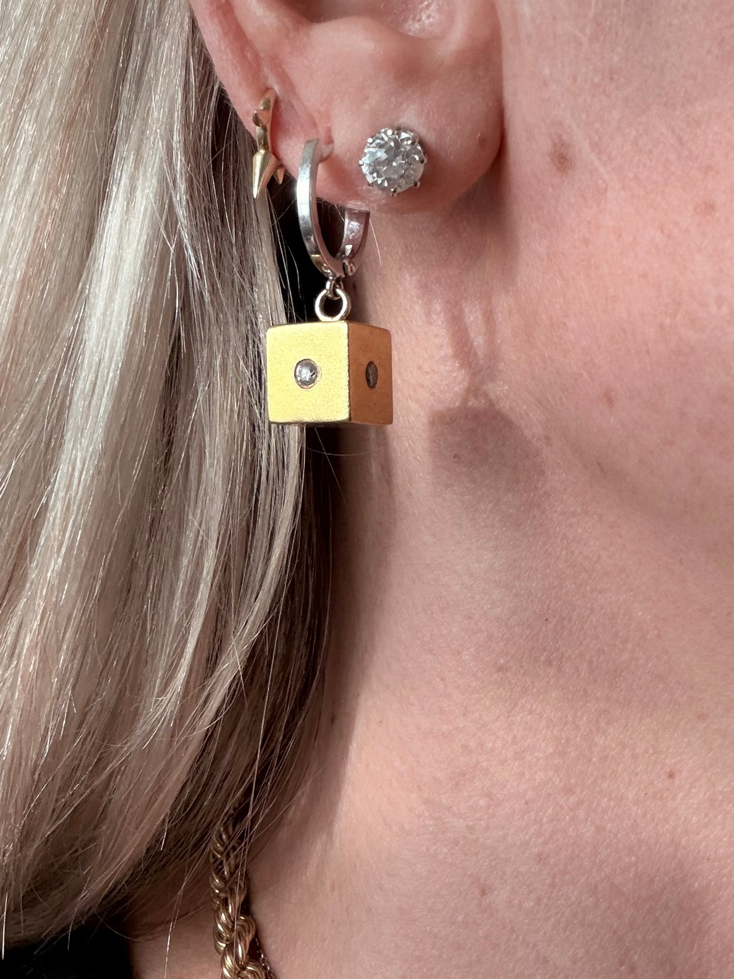 Vintage Cube Diamond Earrings