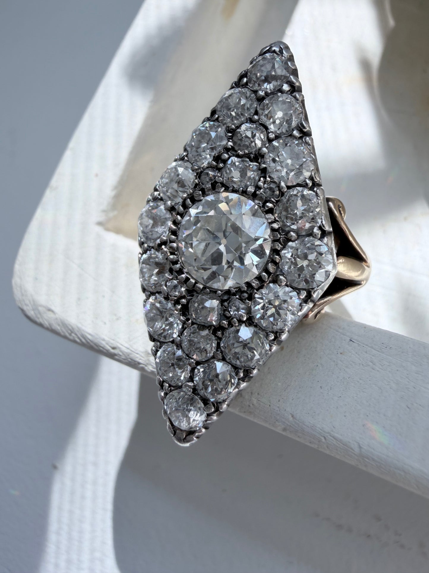 Antique Old Cut Diamond Navette Ring