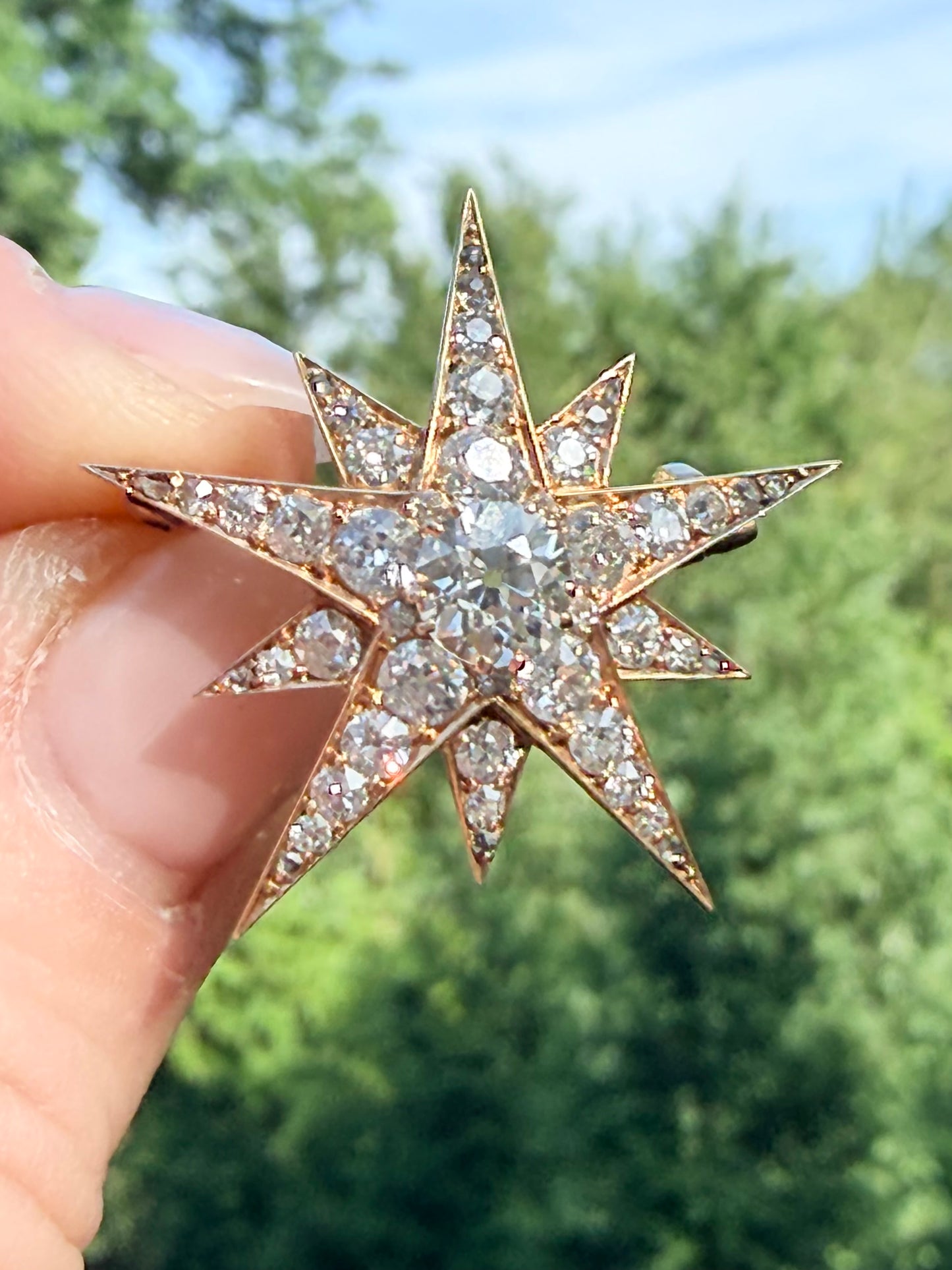 Victorian Old Cut Diamond Star Brooch