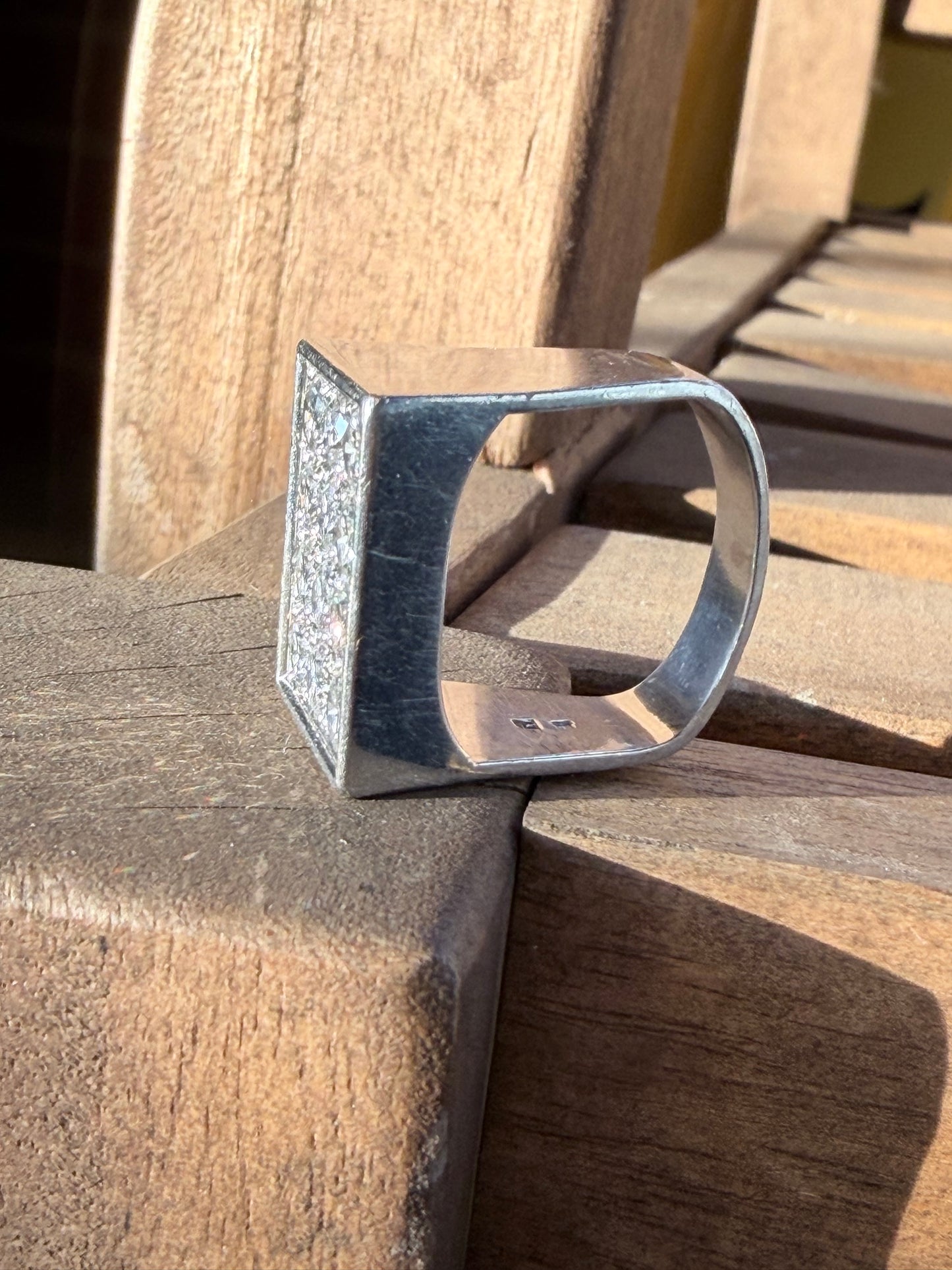 Vintage Diamond Mirror Signet Ring