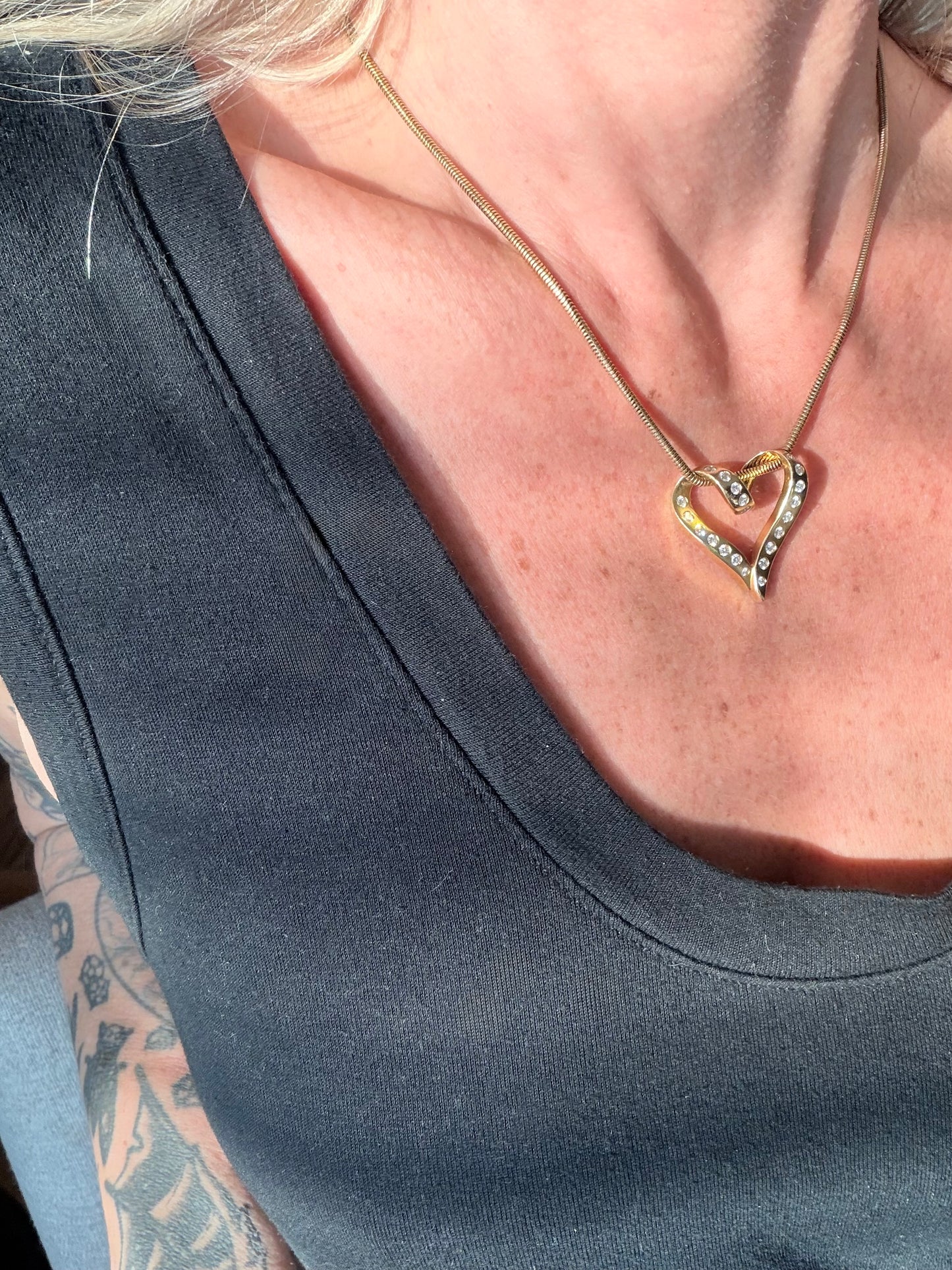 Vintage Open-Heart Diamond Pendant
