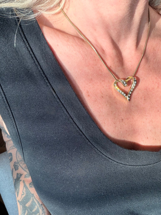 Vintage Open-Heart Diamond Pendant