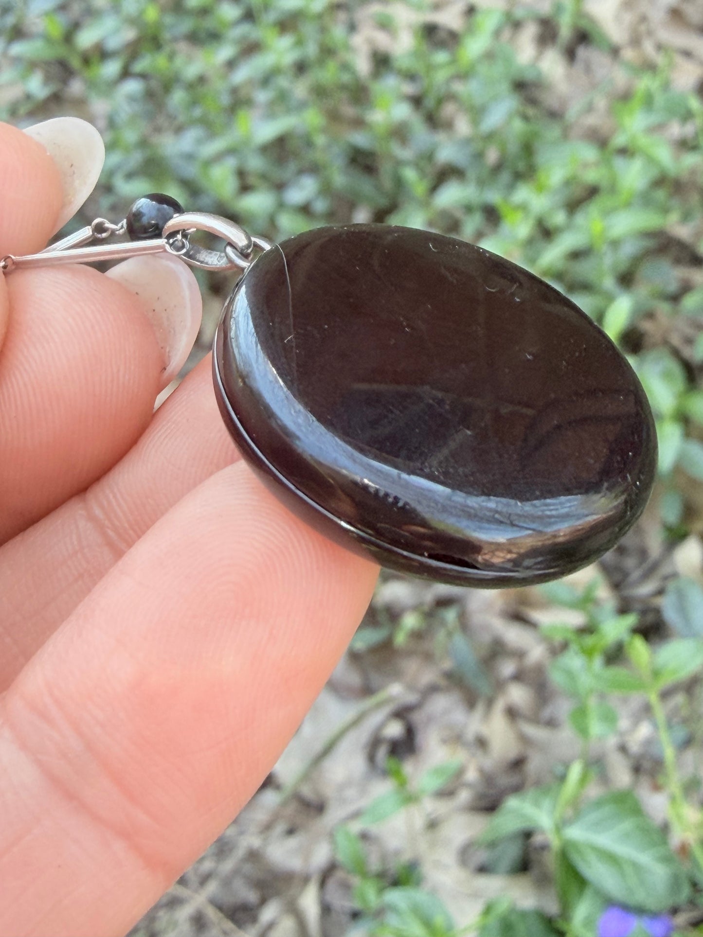 Art Deco Onyx, Old Cut Diamond Locket with Chain