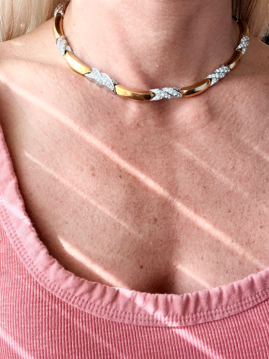 Vintage Diamond and 18k Collar Link Necklace
