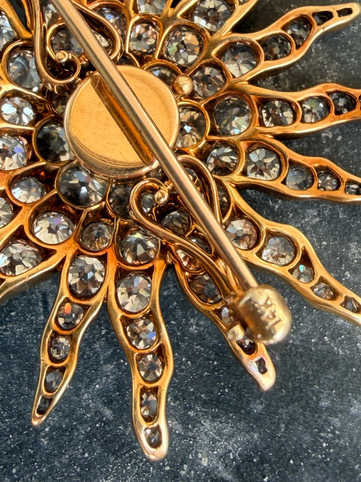 Antique Old Cut Diamond Sun Pendant Brooch