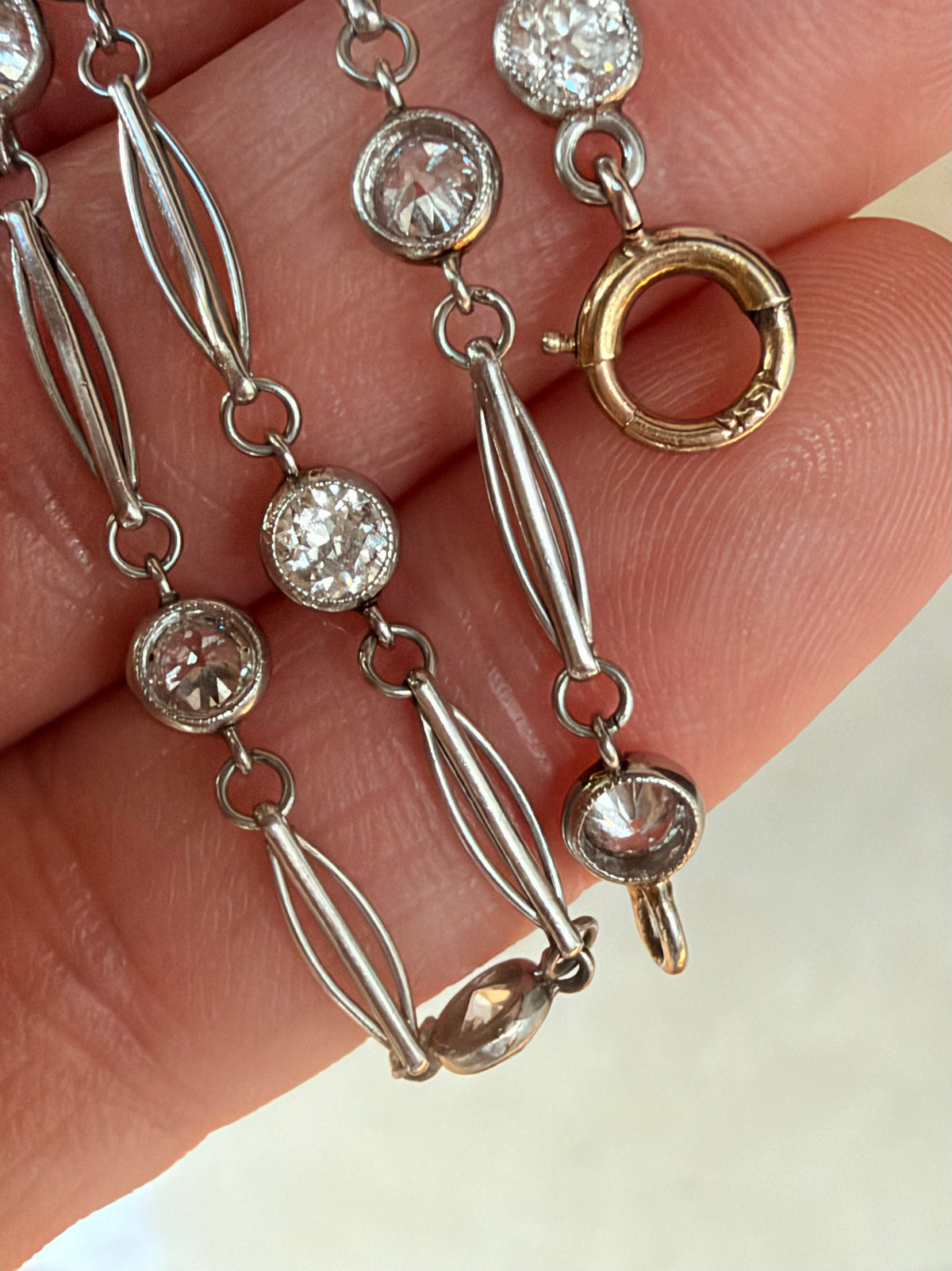 Art Deco Diamond Station Necklace